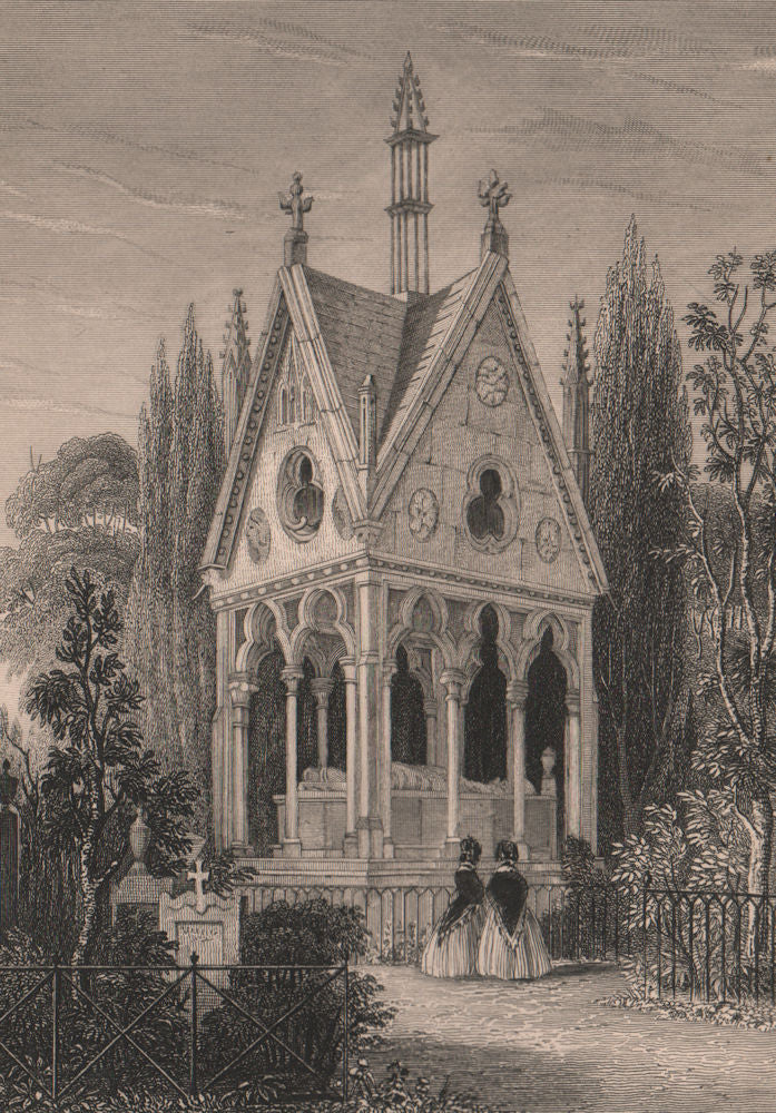 PARIS. Monument d'Abelard et d'Heloise, Père Lachaise. BICKNELL 1845 old print